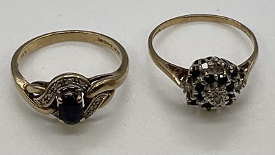 Lot 1233 - Two 9ct yellow gold dress rings set with...