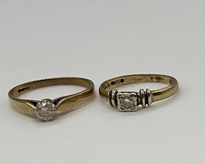 Lot 1260 - Two 9ct yellow gold dress rings, combined...