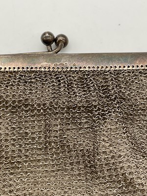 Lot 1025 - A silk lined Continental white metal mesh...