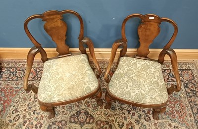Lot 2510 - Four 19th century walnut Queen Anne style...