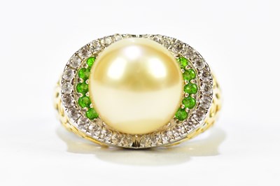 Lot 233 - A silver gold plated South Sea pearl zircon...