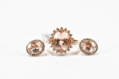 Lot 168 - A 9ct rose gold morganite and diamond dress...