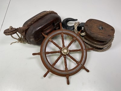 Lot 43 - MARITIME INTEREST; ship's pulleys and...