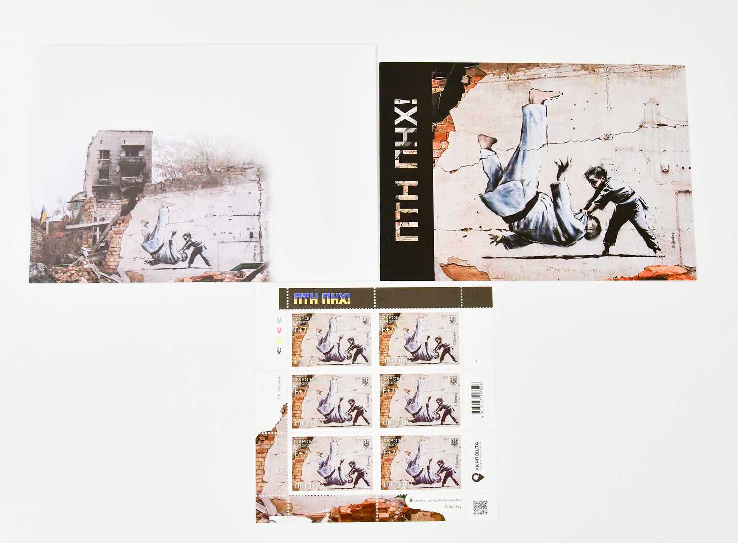 Lot 32 - BANKSY; a Ukraine mural postage set of six...