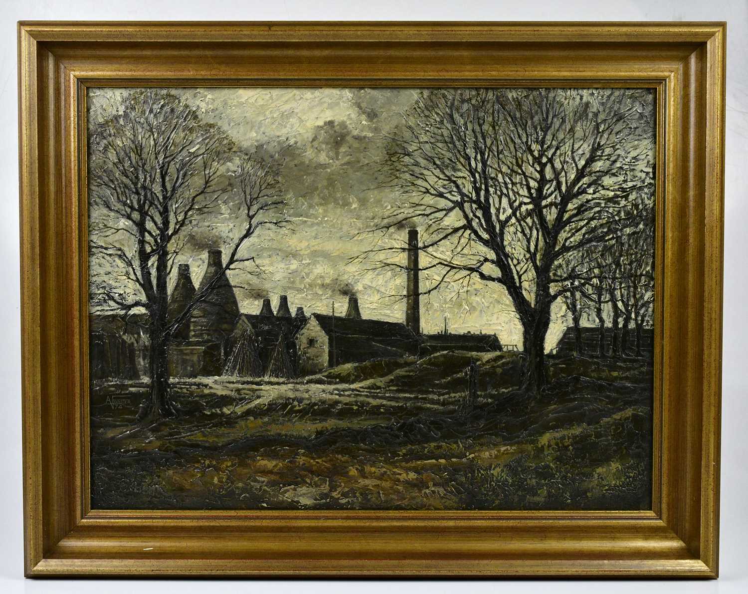 Lot 223 - ANTHONY FORSTER; oil on board, bottle kilns