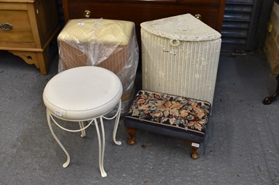 Lot 109 - Two Lloyd Loom style linen baskets, a tapestry...