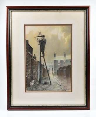 Lot 121 - TOM BROWN; pastel, figure changing the street...