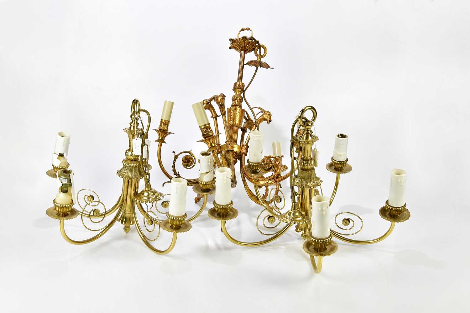 Lot 1601 - A Victorian style brass five branch ceiling...