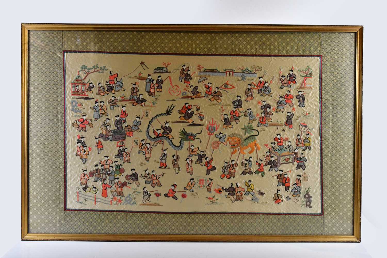 Lot 1076 - A Chinese silk, 'Double Happiness', 77 x 48cm,...