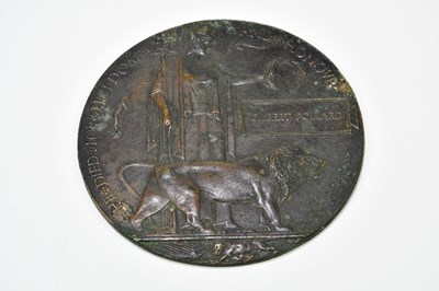 Lot 475 - A WWI bronze memorial plaque awarded to...