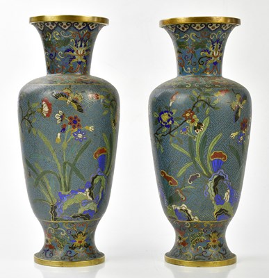 Lot 1025 - A good pair of Chinese cloisonne vases with...