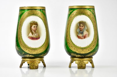 Lot 370 - A pair of late 19th century Bohemian green...