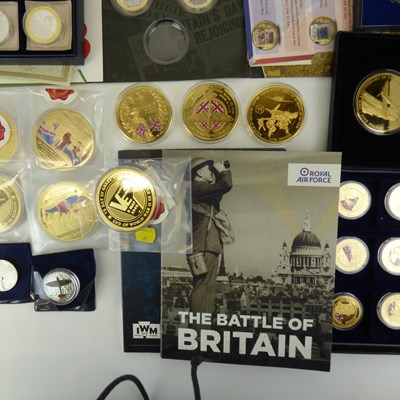 Lot 756 - A large collection of UK WWII commemorative coins and coin sets