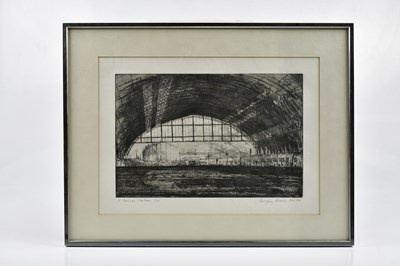 Lot 75 - GEOFFREY SALMON; a limited edition black and white etching, 'St. Pancras Station'