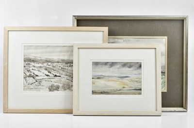 Lot 133 - GEOFFREY SALMON; three landscape watercolours,...