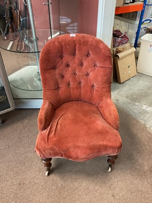 Lot 2481 - A Victorian nursing chair upholstered in a...