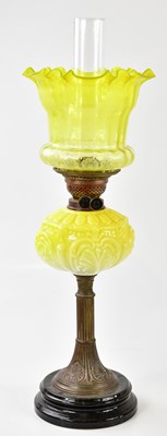 Lot 2202 - A Victorian oil lamp, the vaseline and clear...