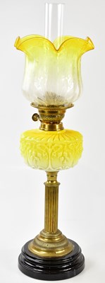 Lot 2203 - A Victorian oil lamp, the vaseline and clear...