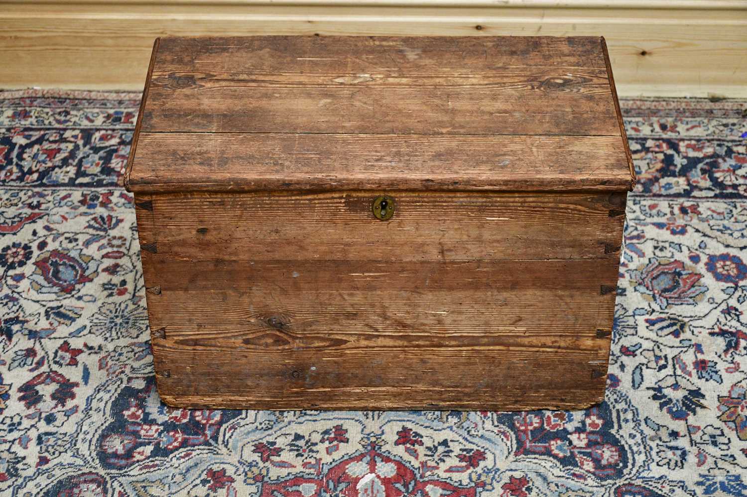 Lot 2558 - An old pine toy chest of rectangular form,