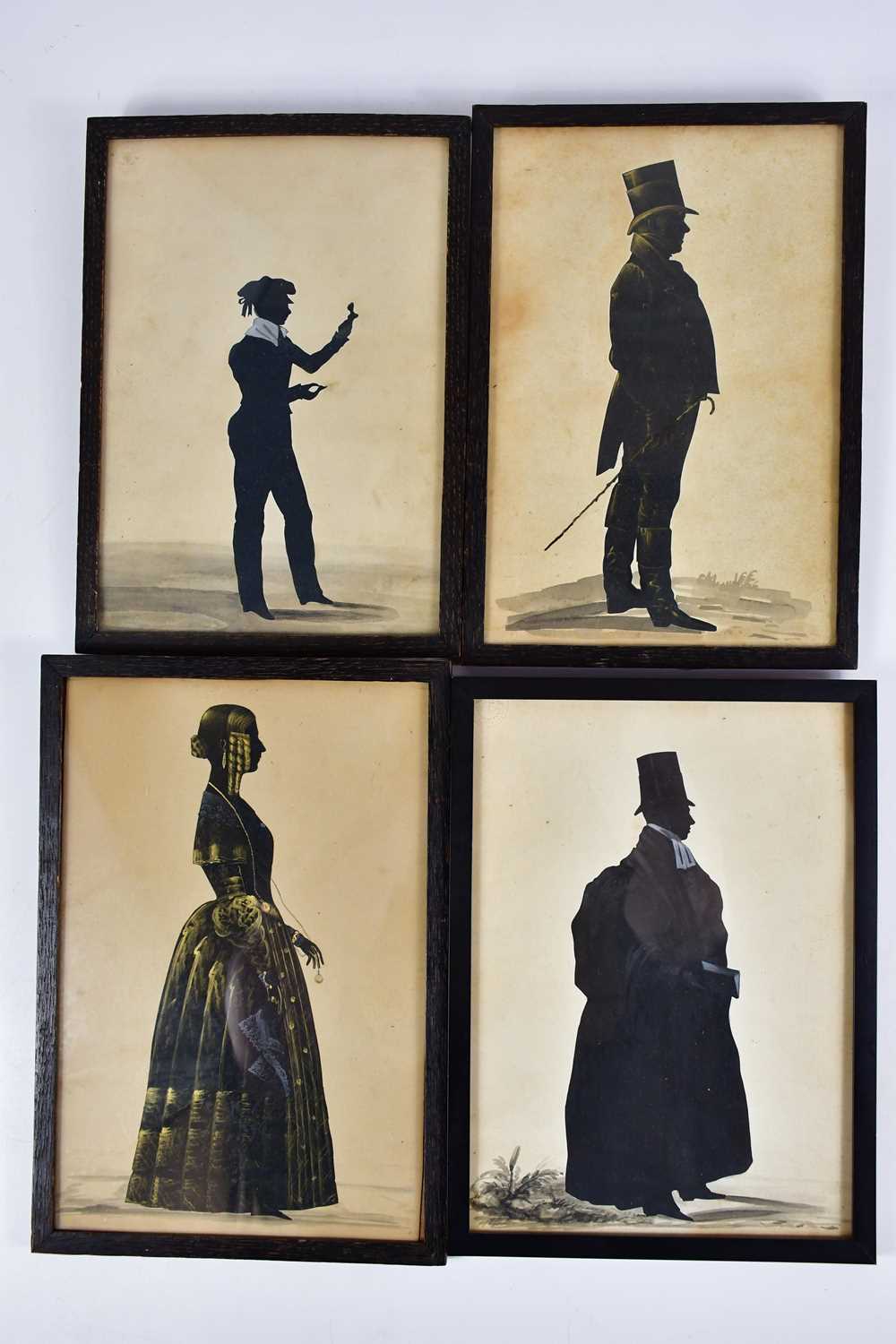 Lot 1041 - Four 19th century watercolour silhouettes...