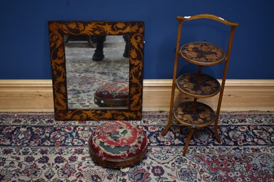 Lot 2426 - An early 20th century pokerwork three tier...