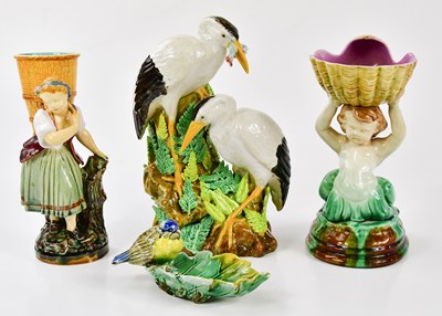 Lot 1414 - MINTON; a 19th century majolica figure of a...