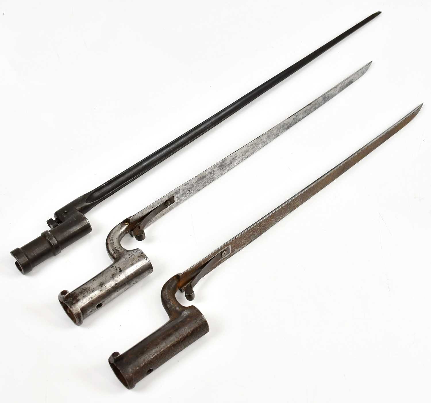 Lot 724 - Three 19th century socket bayonets,