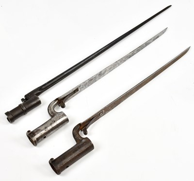 Lot 724 - Three 19th century socket bayonets, including...