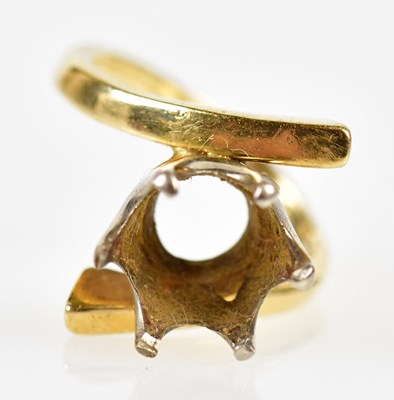 Lot 12 - An 18ct yellow gold ring mount (lacking stone),...