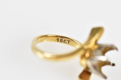 Lot 12 - An 18ct yellow gold ring mount (lacking stone),...