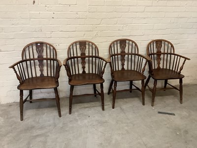 Lot 153 - A set of four 19th century elm seated low back...