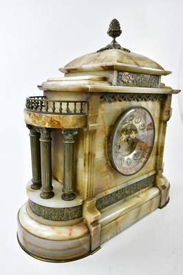 Lot 6406 - A Victorian marble mantel clock with applied...