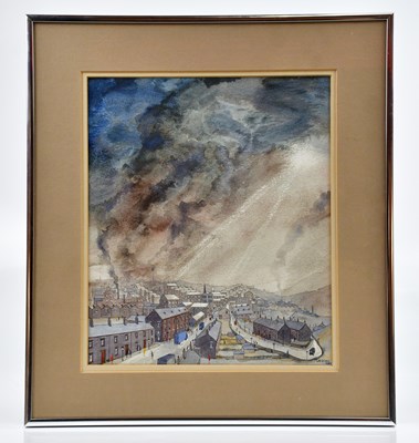 Lot 88 - GEOFFREY WOOLSEY BIRKS (BRITISH, 1929-1993); watercolour, 'Spen Valley Town', signed and dated 1980, 28 x 24cm, framed and glazed.