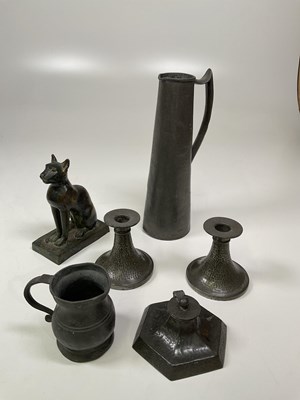 Lot 102 - A quantity of Arts & Crafts pewter items to...