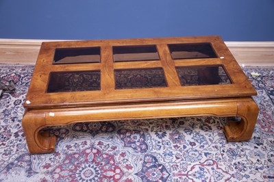 Lot 2605 - A Chinese style coffee table with six bevelled...