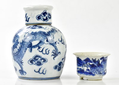 Lot 1090 - A Chinese blue and white jar with cover, four...