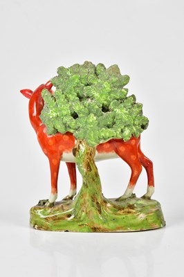 Lot 2047 - Two 19th century Staffordshire figures of deer,...