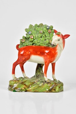 Lot 2047 - Two 19th century Staffordshire figures of deer,...