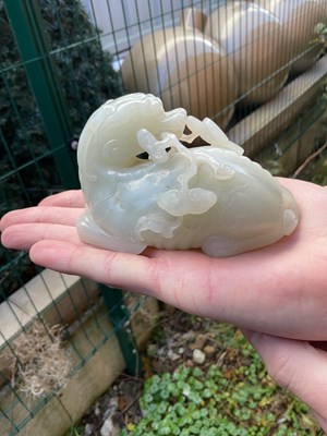 Lot 1000 - A fine 18th century Chinese white jade carving...