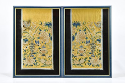 Lot 1128 - A pair of 19th century Chinese embroidered...