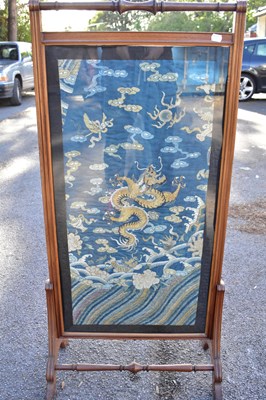 Lot 1021 - A 19th century Chinese silk embroidered panel...