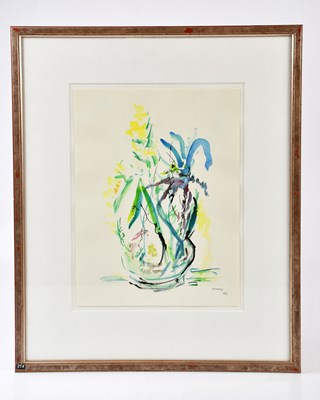 Lot 491 - HARRY OUSEY (1915-1985); watercolour, 'Flowers...