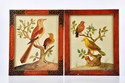 Lot 466 - A pair of watercolours depicting birds...