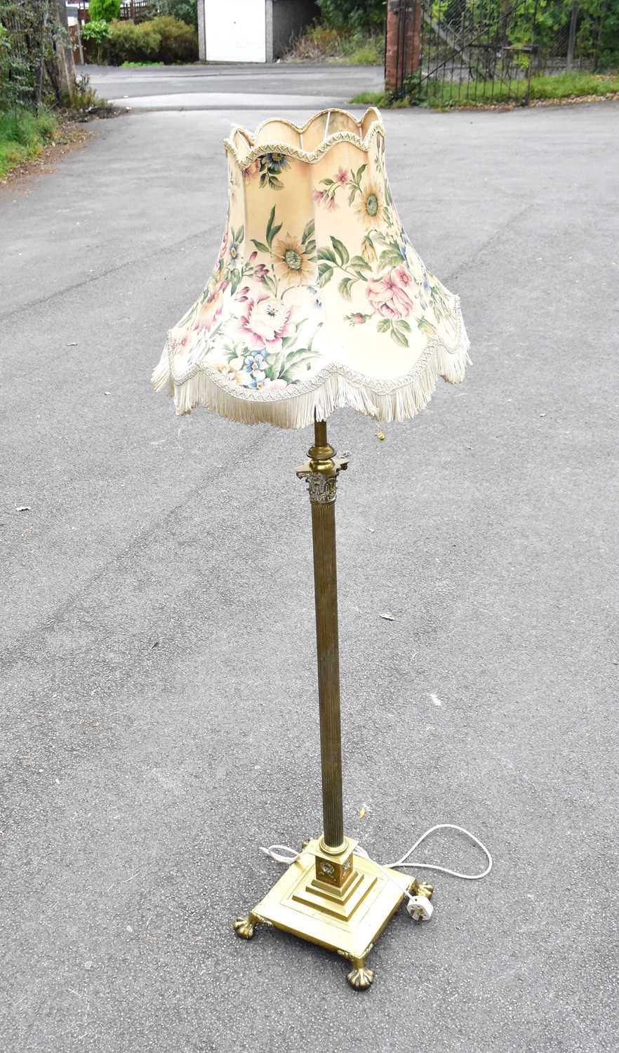 Lot 1588 - A Victorian brass adjustable Corinthian column...