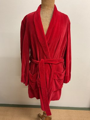 Lot 2325 - ALAN RUDKIN MBE; a red velvet boxing robe with...