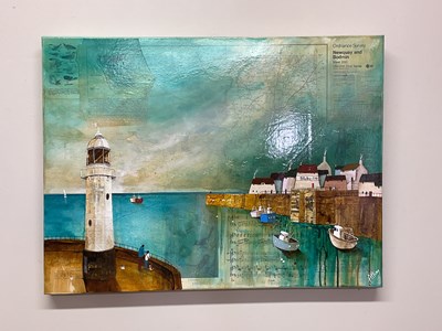 Lot 280 - KEITH ATHAY; mixed media on canvas, "The Globe...