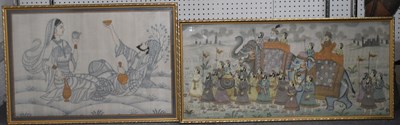 Lot 240 - Two Indian gouaches and watercolours on silk,...