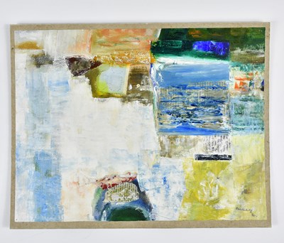 Lot 582 - HARRY OUSEY (1915-1985); oil and collage,...