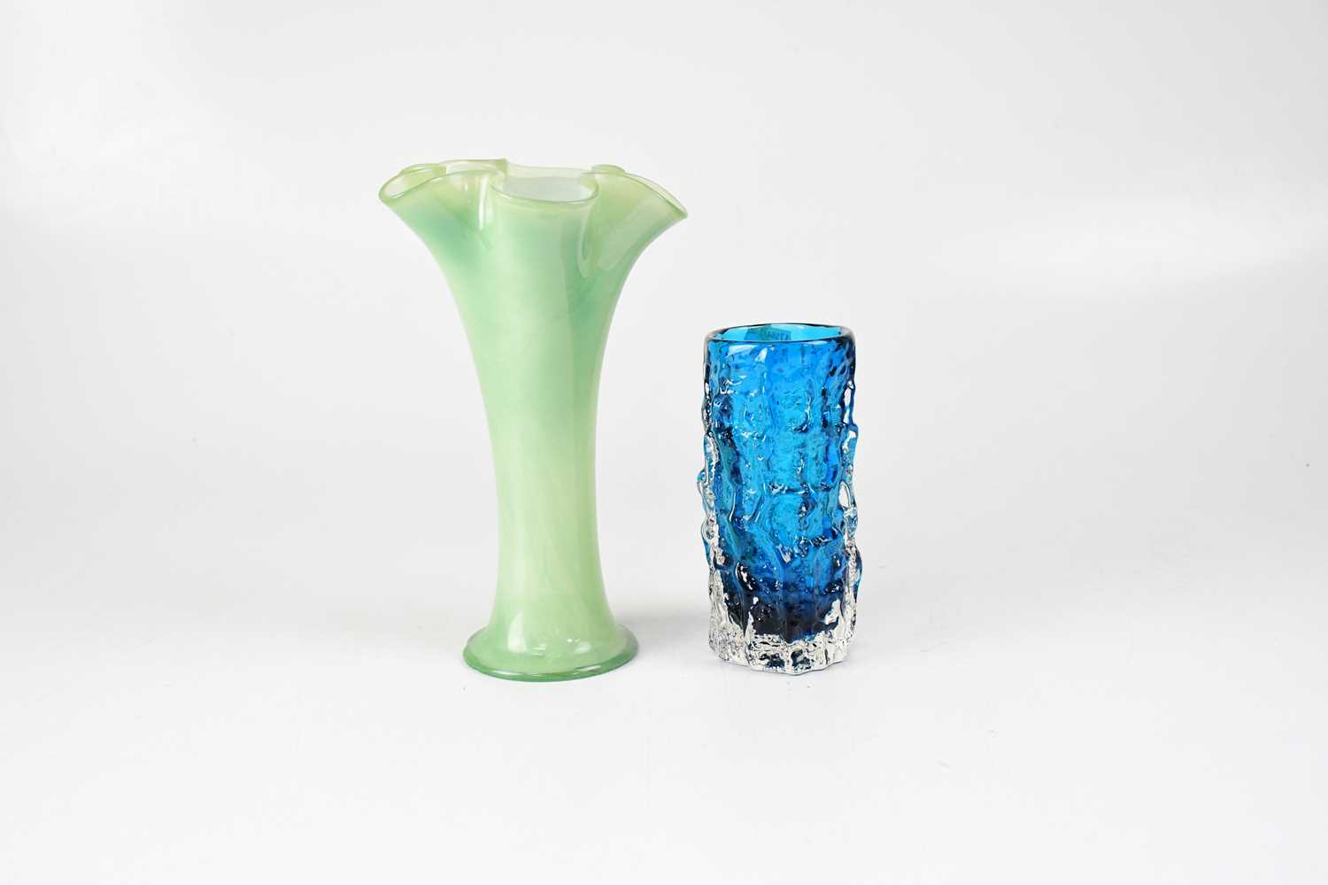 Lot 590 - WHITEFRIARS; a Kingfisher Blue bark vase,...