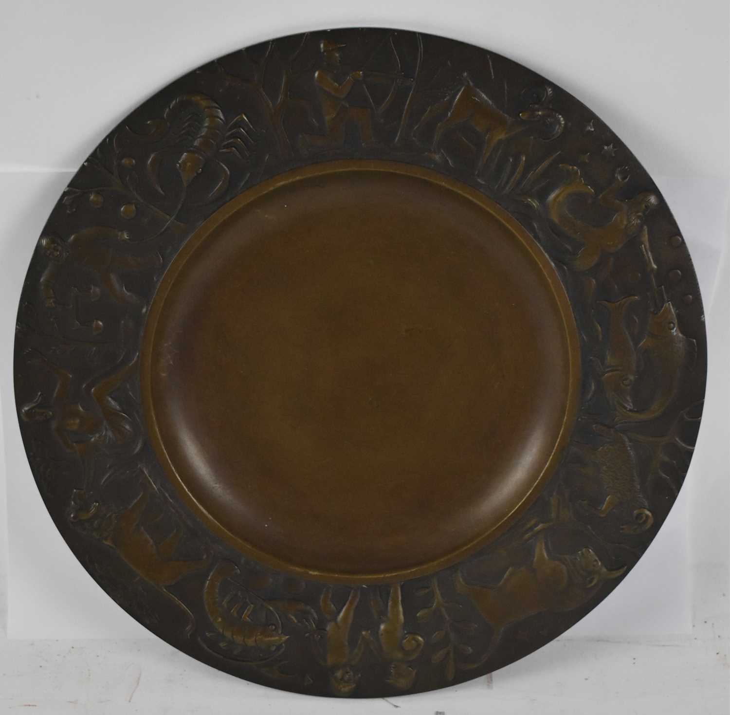 Lot 631 - ALBERT HOLL (1890-1970); a bronze plaque, the...